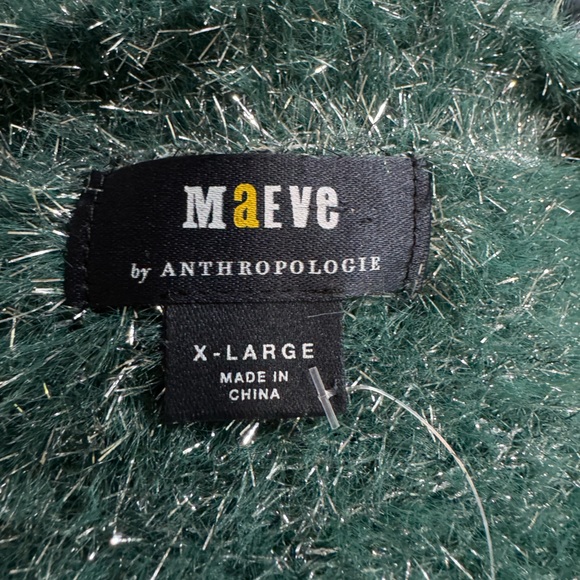 Anthropologie Maeve Tinsel Eyelash Sweater Size XL Teal Green - Picture 10 of 13